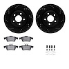 8612-20021 Drilled/Slotted Brake Rotors w/5000 Euro Ceramic Brake Pads Kit & Hardware [Black], 2006-2008 Jaguar, Position: Rear - image 1