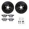 8612-20025 Drilled/Slotted Brake Rotors w/5000 Euro Ceramic Brake Pads Kit & Hardware [Black], 2017-2020 Multiple Makes/Models,  - image 1
