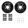 8612-27001 Drilled/Slotted Brake Rotors w/5000 Euro Ceramic Brake Pads Kit & Hardware [Black], 1967-1974 Volvo, Position: Rear - image 1