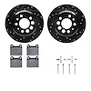 8612-27009 Drilled/Slotted Brake Rotors w/5000 Euro Ceramic Brake Pads Kit & Hardware [Black], 1975-1997 Volvo, Position: Rear - image 1