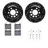 8612-27010 Drilled/Slotted Brake Rotors w/5000 Euro Ceramic Brake Pads Kit & Hardware [Black], 1974-1975 Volvo, Position: Rear - image 1