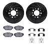 8612-27018 Drilled/Slotted Brake Rotors w/5000 Euro Ceramic Brake Pads Kit & Hardware [Black], 1991-1995 Volvo, Position: Front - image 1