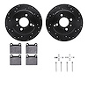 8612-27020 Drilled/Slotted Brake Rotors w/5000 Euro Ceramic Brake Pads Kit & Hardware [Black], 1993-1995 Volvo, Position: Rear - image 1