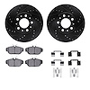 8612-27021 Drilled/Slotted Brake Rotors w/5000 Euro Ceramic Brake Pads Kit & Hardware [Black], 1995-1998 Volvo, Position: Front - image 1