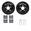 8612-27023 Drilled/Slotted Brake Rotors w/5000 Euro Ceramic Brake Pads Kit & Hardware [Black], 1996-2004 Volvo, Position: Rear - image 1
