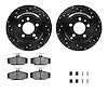 8612-27024 Drilled/Slotted Brake Rotors w/5000 Euro Ceramic Brake Pads Kit & Hardware [Black], 1996-1997 Volvo, Position: Rear - image 1
