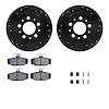 8612-27025 Drilled/Slotted Brake Rotors w/5000 Euro Ceramic Brake Pads Kit & Hardware [Black], 1995-1997 Volvo, Position: Rear - image 1