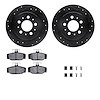 8612-27026 Drilled/Slotted Brake Rotors w/5000 Euro Ceramic Brake Pads Kit & Hardware [Black], 1997-1998 Volvo, Position: Rear - image 1