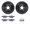 8612-27027 Drilled/Slotted Brake Rotors w/5000 Euro Ceramic Brake Pads Kit & Hardware [Black], 1998-2004 Volvo, Position: Front - image 1