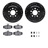 8612-27028 Drilled/Slotted Brake Rotors w/5000 Euro Ceramic Brake Pads Kit & Hardware [Black], 1998-2000 Volvo, Position: Rear - image 1
