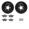 8612-27029 Drilled/Slotted Brake Rotors w/5000 Euro Ceramic Brake Pads Kit & Hardware [Black], 1999-2009 Volvo, Position: Rear - image 1