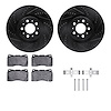 8612-27033 Drilled/Slotted Brake Rotors w/5000 Euro Ceramic Brake Pads Kit & Hardware [Black], 2004-2007 Volvo, Position: Front - image 1