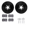 8612-27034 Drilled/Slotted Brake Rotors w/5000 Euro Ceramic Brake Pads Kit & Hardware [Black], 2004-2007 Volvo, Position: Rear - image 1