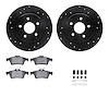 8612-27035 Drilled/Slotted Brake Rotors w/5000 Euro Ceramic Brake Pads Kit & Hardware [Black], 2004-2013 Volvo, Position: Rear - image 1