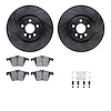 8612-27040 Drilled/Slotted Brake Rotors w/5000 Euro Ceramic Brake Pads Kit & Hardware [Black], 2007-2016 Volvo, Position: Front - image 1