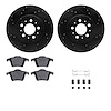 8612-27044 Drilled/Slotted Brake Rotors w/5000 Euro Ceramic Brake Pads Kit & Hardware [Black], 2003-2014 Volvo, Position: Rear - image 1