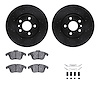 8612-27046 Drilled/Slotted Brake Rotors w/5000 Euro Ceramic Brake Pads Kit & Hardware [Black], 2007-2018 Multiple Makes/Models,  - image 1