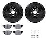 8612-27050 Drilled/Slotted Brake Rotors w/5000 Euro Ceramic Brake Pads Kit & Hardware [Black], Fits Select Multiple Makes/Models
