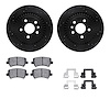 8612-27056 Drilled/Slotted Brake Rotors w/5000 Euro Ceramic Brake Pads Kit & Hardware [Black], 2016-2018 Volvo, Position: Rear - image 1