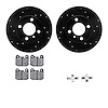 8612-31004 Drilled/Slotted Brake Rotors w/5000 Euro Ceramic Brake Pads Kit & Hardware [Black], 1977-1983 BMW, Position: Front - image 1