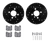 8612-31005 Drilled/Slotted Brake Rotors w/5000 Euro Ceramic Brake Pads Kit & Hardware [Black], 1977-1983 BMW, Position: Front - image 1