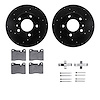 8612-31010 Drilled/Slotted Brake Rotors w/5000 Euro Ceramic Brake Pads Kit & Hardware [Black], 1976-1976 BMW, Position: Front - image 1