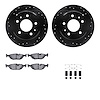 8612-31012 Drilled/Slotted Brake Rotors w/5000 Euro Ceramic Brake Pads Kit & Hardware [Black], 1982-1989 BMW, Position: Rear - image 1