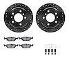 8612-31013 Drilled/Slotted Brake Rotors w/5000 Euro Ceramic Brake Pads Kit & Hardware [Black], 1981-1986 BMW, Position: Rear - image 1