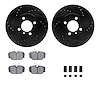 8612-31014 Drilled/Slotted Brake Rotors w/5000 Euro Ceramic Brake Pads Kit & Hardware [Black], 1984-1991 BMW, Position: Front - image 1