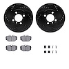 8612-31015 Drilled/Slotted Brake Rotors w/5000 Euro Ceramic Brake Pads Kit & Hardware [Black], 1984-1991 BMW, Position: Front - image 1