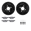 8612-31016 Drilled/Slotted Brake Rotors w/5000 Euro Ceramic Brake Pads Kit & Hardware [Black], 1984-1991 BMW, Position: Rear - image 1