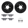 8612-31018 Drilled/Slotted Brake Rotors w/5000 Euro Ceramic Brake Pads Kit & Hardware [Black], 1987-1995 BMW, Position: Front - image 1
