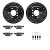 8612-31022 Drilled/Slotted Brake Rotors w/5000 Euro Ceramic Brake Pads Kit & Hardware [Black], 1989-1995 BMW, Position: Rear - image 1
