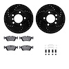 8612-31025 Drilled/Slotted Brake Rotors w/5000 Euro Ceramic Brake Pads Kit & Hardware [Black], 1991-1998 BMW, Position: Front - image 1