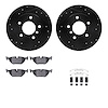 8612-31027 Drilled/Slotted Brake Rotors w/5000 Euro Ceramic Brake Pads Kit & Hardware [Black], 1991-1999 BMW, Position: Rear - image 1