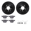 8612-31028 Drilled/Slotted Brake Rotors w/5000 Euro Ceramic Brake Pads Kit & Hardware [Black], 1995-2001 BMW, Position: Front - image 1