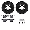 8612-31029 Drilled/Slotted Brake Rotors w/5000 Euro Ceramic Brake Pads Kit & Hardware [Black], 2000-2000 BMW, Position: Front - image 1