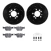 8612-31031 Drilled/Slotted Brake Rotors w/5000 Euro Ceramic Brake Pads Kit & Hardware [Black], 1991-1993 BMW, Position: Front - image 1