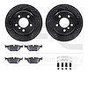 8612-31033 Drilled/Slotted Brake Rotors w/5000 Euro Ceramic Brake Pads Kit & Hardware [Black], 1995-2002 BMW, Position: Rear - image 1