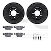 8612-31034 Drilled/Slotted Brake Rotors w/5000 Euro Ceramic Brake Pads Kit & Hardware [Black], 1995-2002 BMW, Position: Front - image 1
