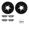 8612-31035 Drilled/Slotted Brake Rotors w/5000 Euro Ceramic Brake Pads Kit & Hardware [Black], 1995-1998 BMW, Position: Front - image 1
