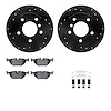8612-31036 Drilled/Slotted Brake Rotors w/5000 Euro Ceramic Brake Pads Kit & Hardware [Black], 1995-1999 BMW, Position: Rear - image 1
