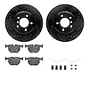 8612-31038 Drilled/Slotted Brake Rotors w/5000 Euro Ceramic Brake Pads Kit & Hardware [Black], 1995-2003 BMW, Position: Rear - image 1