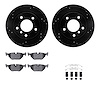 8612-31039 Drilled/Slotted Brake Rotors w/5000 Euro Ceramic Brake Pads Kit & Hardware [Black], 1996-2005 BMW, Position: Rear - image 1