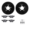 8612-31040 Drilled/Slotted Brake Rotors w/5000 Euro Ceramic Brake Pads Kit & Hardware [Black], 1996-2003 BMW, Position: Front - image 1
