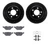 8612-31041 Drilled/Slotted Brake Rotors w/5000 Euro Ceramic Brake Pads Kit & Hardware [Black], 1996-2003 BMW, Position: Rear - image 1