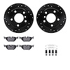 8612-31042 Drilled/Slotted Brake Rotors w/5000 Euro Ceramic Brake Pads Kit & Hardware [Black], 1996-2002 BMW, Position: Rear - image 1
