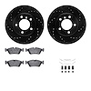 8612-31043 Drilled/Slotted Brake Rotors w/5000 Euro Ceramic Brake Pads Kit & Hardware [Black], 1999-2008 BMW, Position: Front - image 1