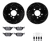 8612-31044 Drilled/Slotted Brake Rotors w/5000 Euro Ceramic Brake Pads Kit & Hardware [Black], 1999-2006 BMW, Position: Rear - image 1