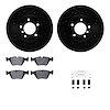 8612-31045 Drilled/Slotted Brake Rotors w/5000 Euro Ceramic Brake Pads Kit & Hardware [Black], 2001-2008 BMW, Position: Front - image 1
